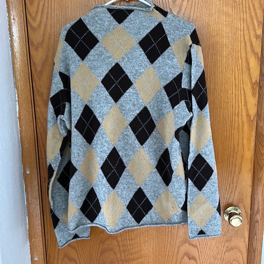 J Crew Argyle Lambs Wool Sweater Large